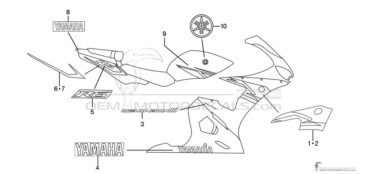 Naklejki do Yamaha YZF R6 2004 - Czerwony • Yamaha Naklejki OEM