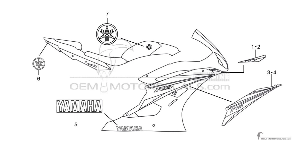 Decals for Yamaha YZF R6 2007 - Blue • Yamaha OEM Decals