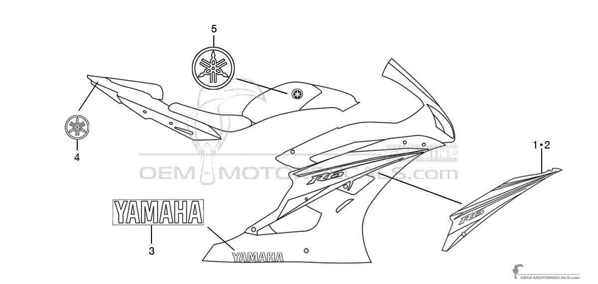 Adesivi per Yamaha YZF R6 2007 - Nero • Yamaha Adesivi OEM