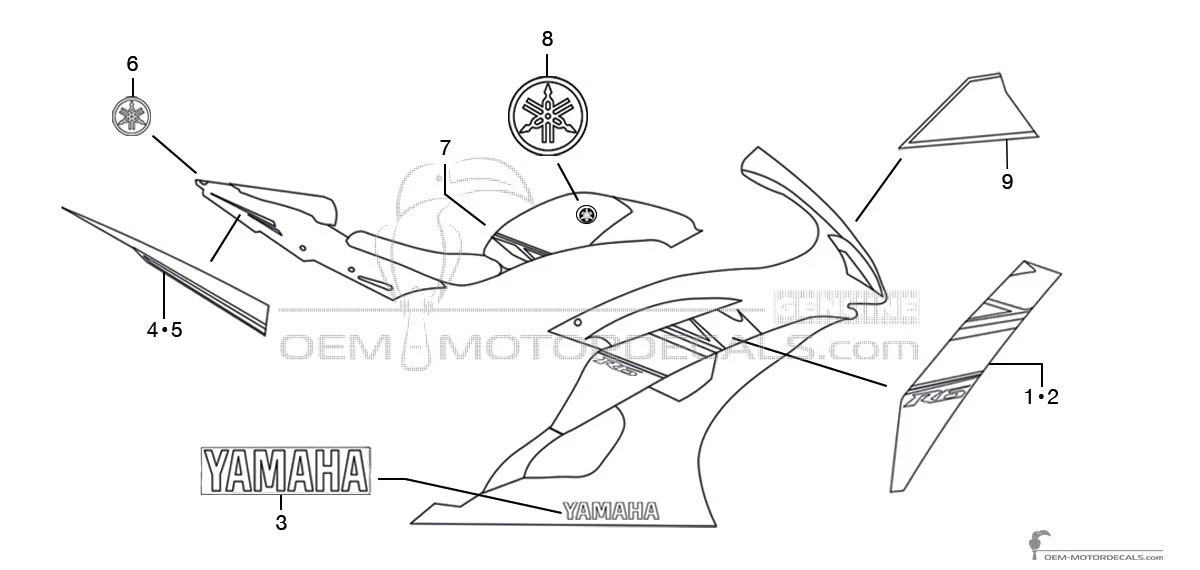 Aufkleber für Yamaha YZF R6 2009 - Blau • Yamaha OEM-Aufkleber