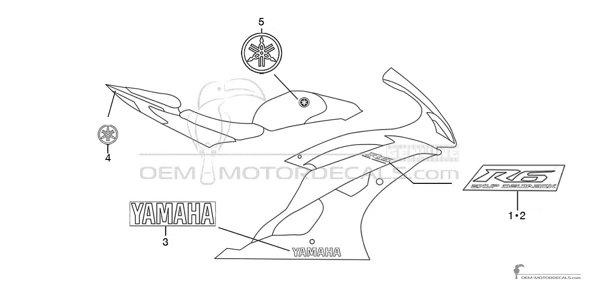 Aufkleber für Yamaha YZF R6 2009 - Schwarz • Yamaha OEM-Aufkleber