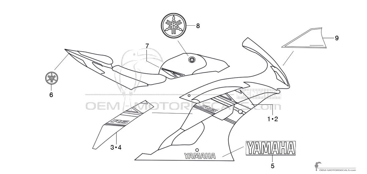 Pegatinas para Yamaha YZF R6 2010 - Azul • Yamaha Pegatinas OEM