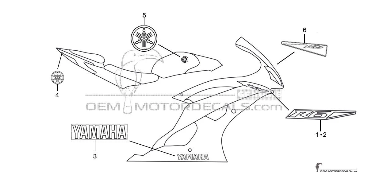 Decals for Yamaha YZF R6 2011 - White • Yamaha OEM Decals