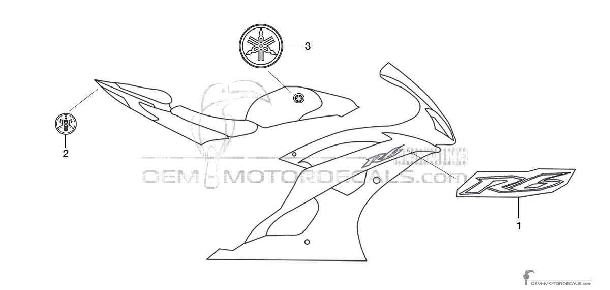 Aufkleber für Yamaha YZF R6 2011 - Schwarz • Yamaha OEM-Aufkleber