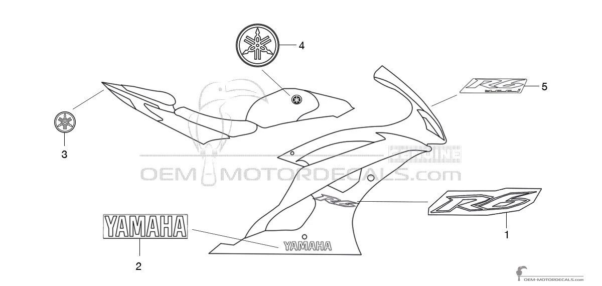 Decals for Yamaha YZF R6 2013 - White • Yamaha OEM Decals