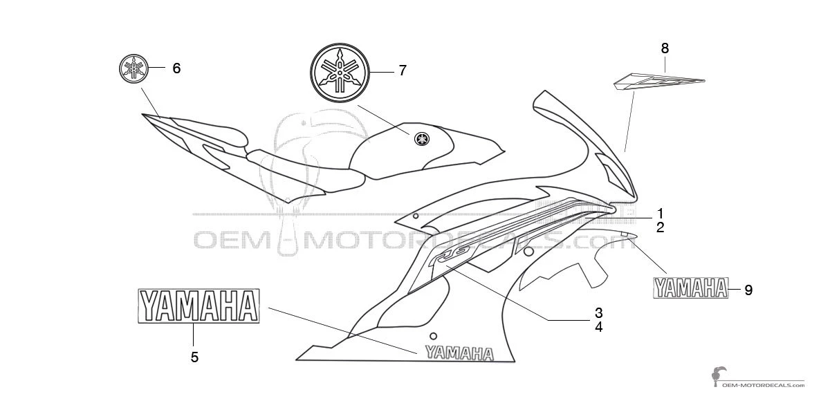 Aufkleber für Yamaha YZF R6 2016 - Blau • Yamaha OEM-Aufkleber
