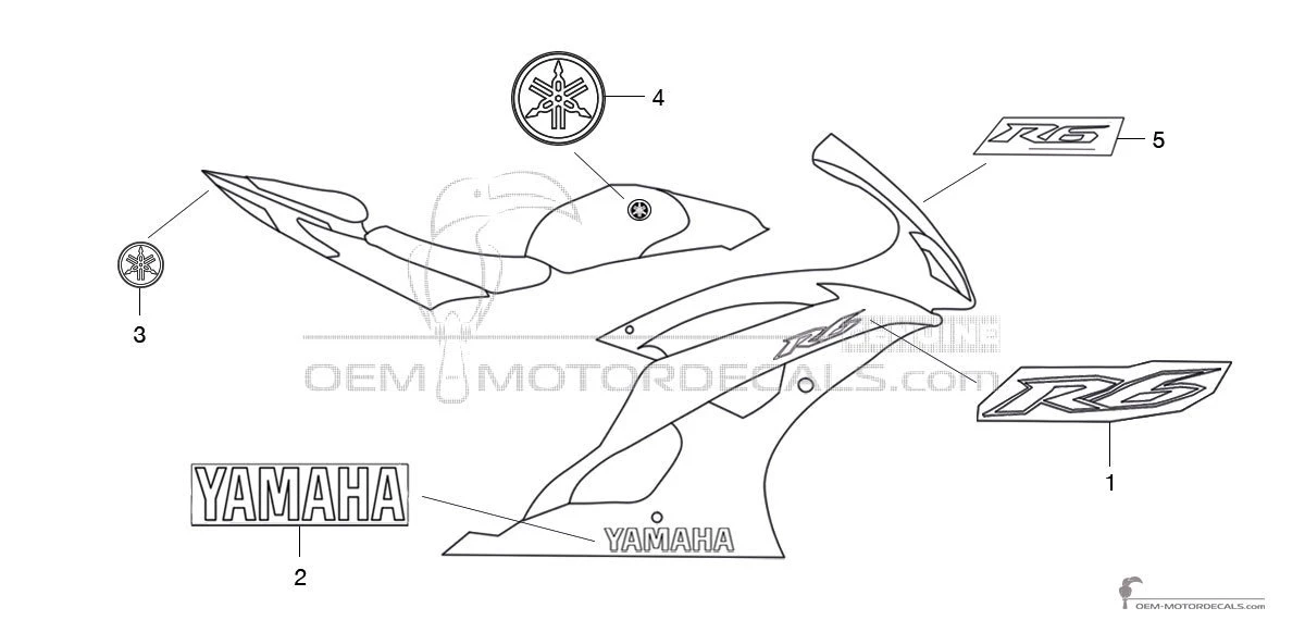 Stickers voor Yamaha YZF R6 2016 - Grijs • Yamaha OEM Stickers