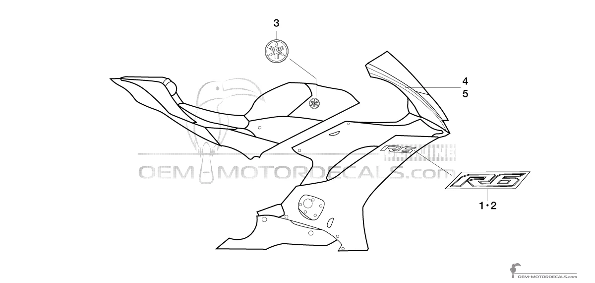 Aufkleber für Yamaha YZF R6 2017 - Grau • Yamaha OEM-Aufkleber