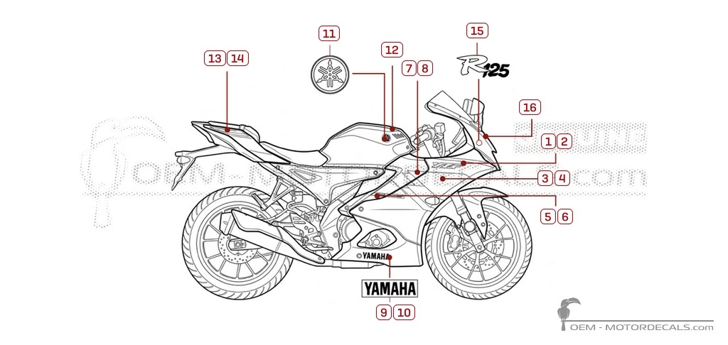Stickers voor Yamaha YZF-R125 Anniversary 2026 • Yamaha OEM Stickers