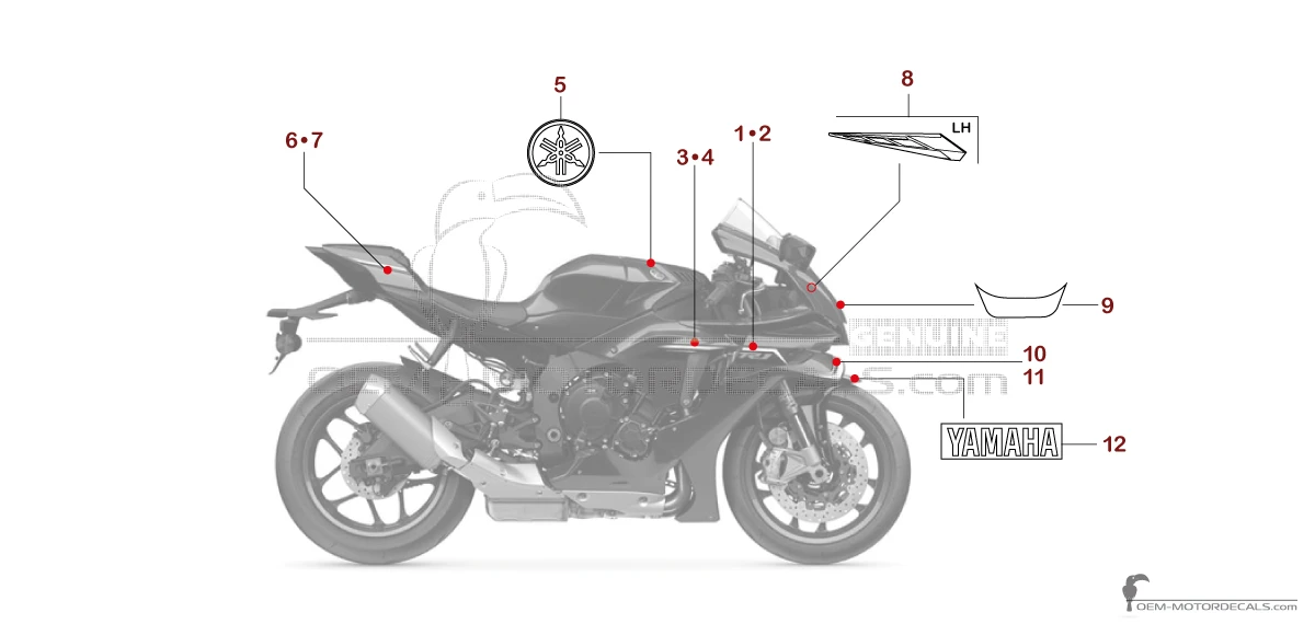 Pegatinas para Yamaha YZF-R1 2025 - Azul • Yamaha Pegatinas OEM