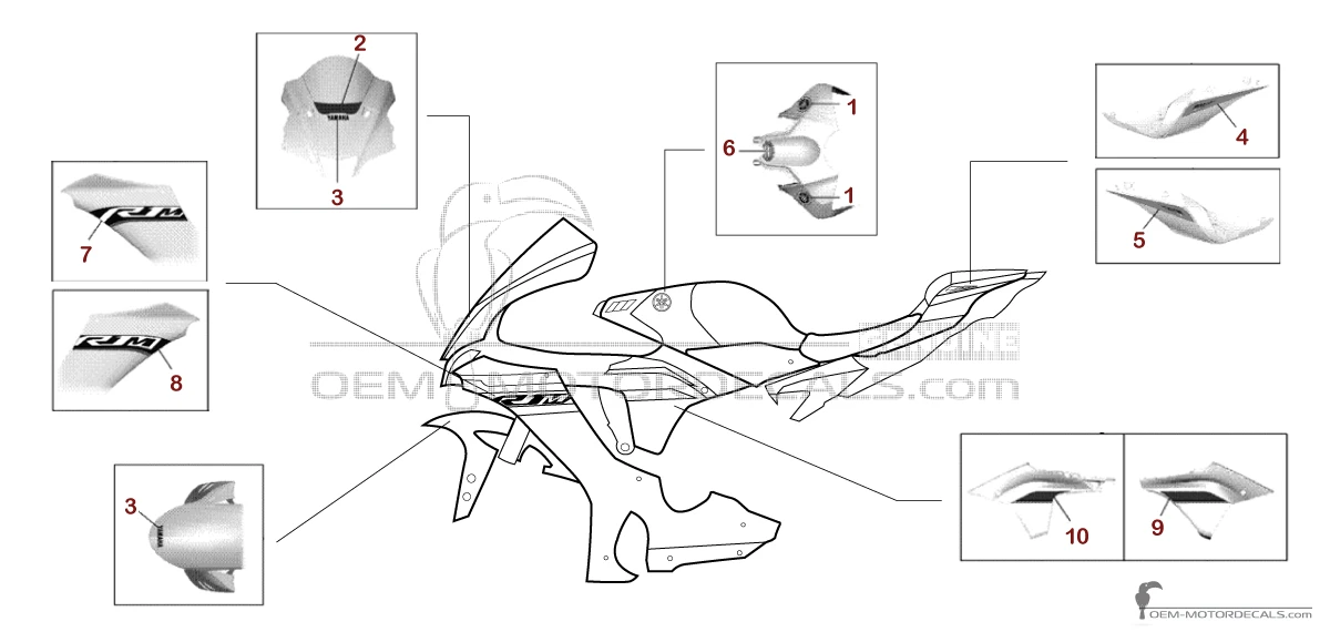 Pegatinas para Yamaha YZF-R1M 2024 - Negro • Yamaha Pegatinas OEM