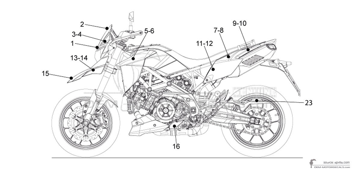 Decals for Aprilia DORSODURO 1200 2011 - White • Aprilia OEM Decals