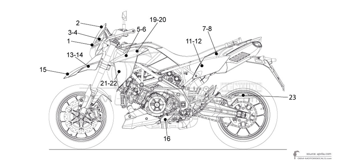 Stickers voor Aprilia DORSODURO 1200 2013 - Rood • Aprilia OEM Stickers