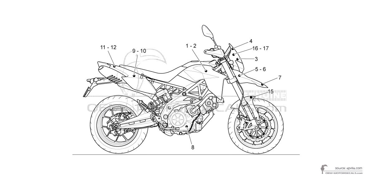 Stickers voor Aprilia DORSODURO 750 2011 - Wit • Aprilia OEM Stickers Stickers voor Aprilia DORSODURO 750 2011 - Wit • Aprilia OEM Stickers