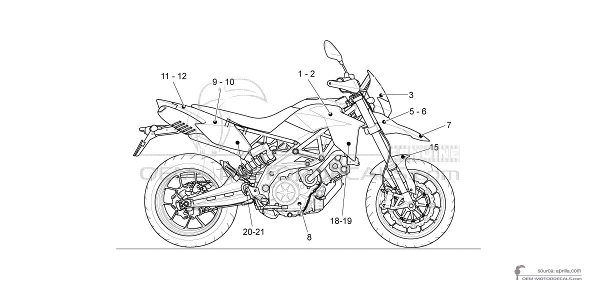Adesivi per Aprilia DORSODURO 750 2014 - Nero • Aprilia Adesivi OEM