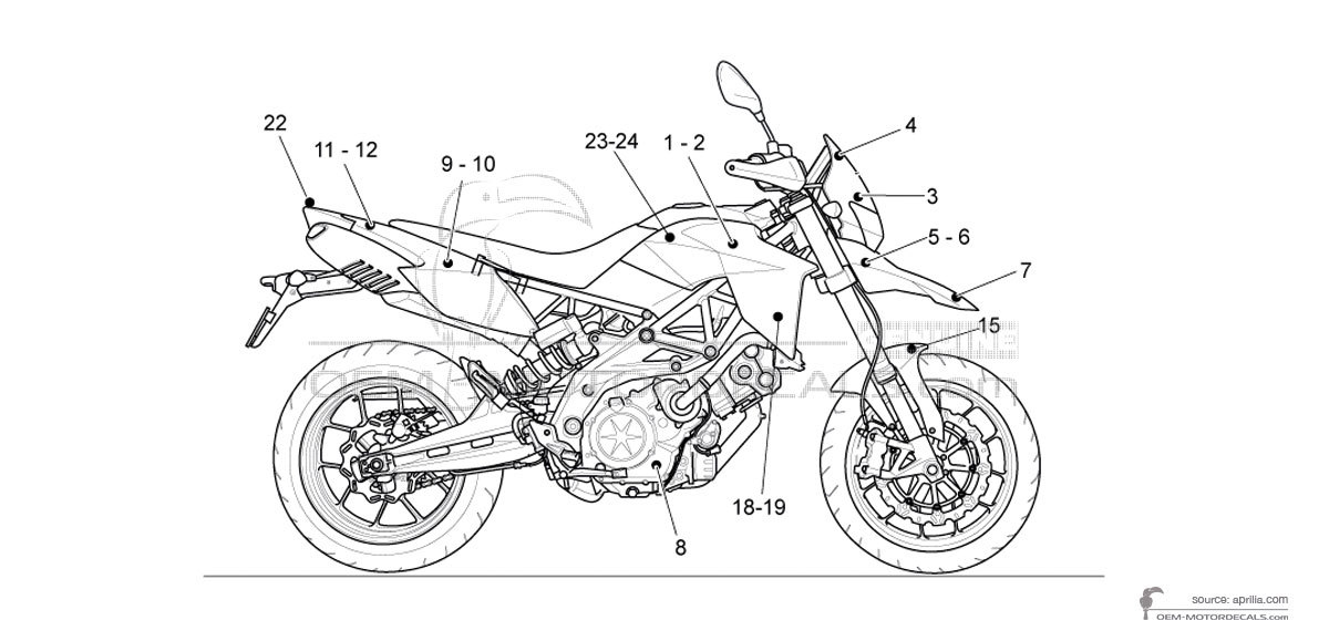 Autocollants pour Aprilia DORSODURO 750 2016 - Blanc • Aprilia Autocollants OEM