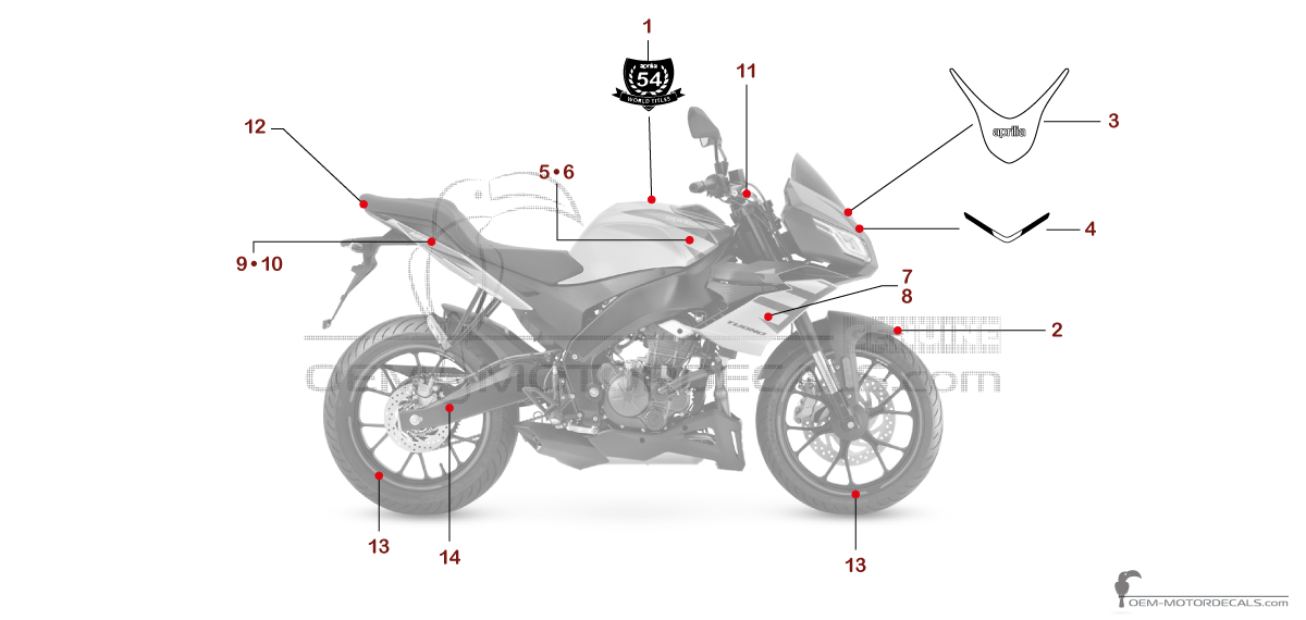 Stickers voor Aprilia TUONO 125 2024 - Blauw • Aprilia OEM Stickers Stickers voor Aprilia TUONO 125 2024 - Blauw • Aprilia OEM Stickers