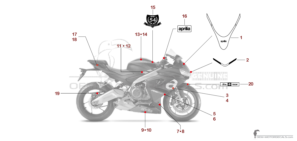 Naklejki do Aprilia RS660 2021 - Czarny • Aprilia Naklejki OEM