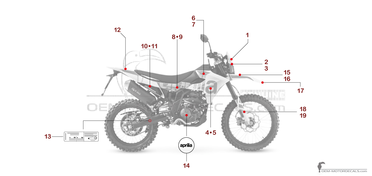 Autocollants pour Aprilia RX125 2025 - Blanc • Aprilia Autocollants OEM Autocollants pour Aprilia RX125 2025 - Blanc • Aprilia Autocollants OEM