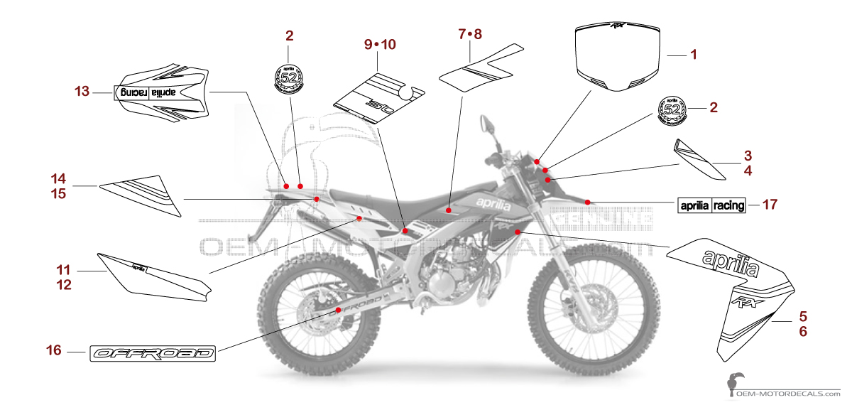 Naklejki do Aprilia RX50 2014 - Biały • Aprilia Naklejki OEM