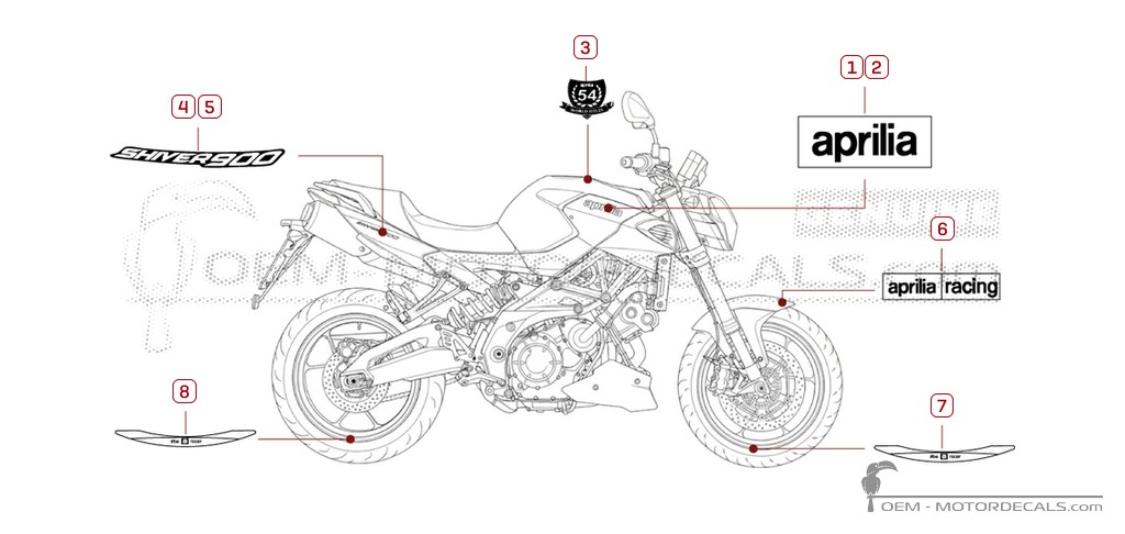 Naklejki do Aprilia SHIVER 900 2018 • Aprilia Naklejki OEM