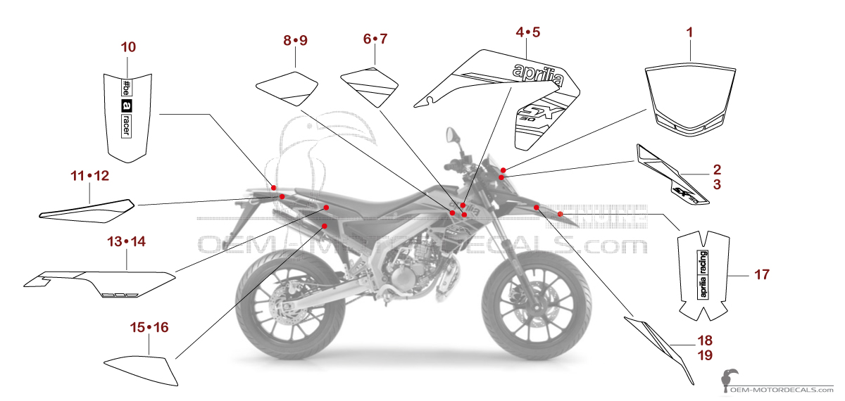 Decals for Aprilia SX50 2018 - Red • Aprilia OEM Decals