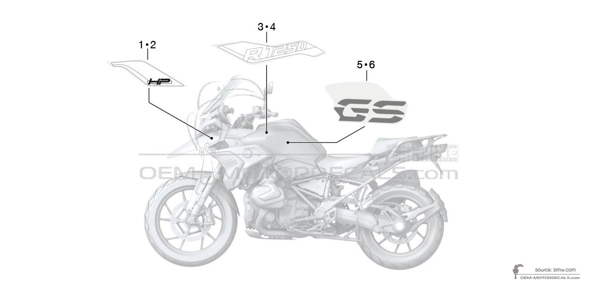 Autocollants pour BMW R1250GS 2019 - Blanc • BMW Autocollants OEM Autocollants pour BMW R1250GS 2019 - Blanc • BMW Autocollants OEM
