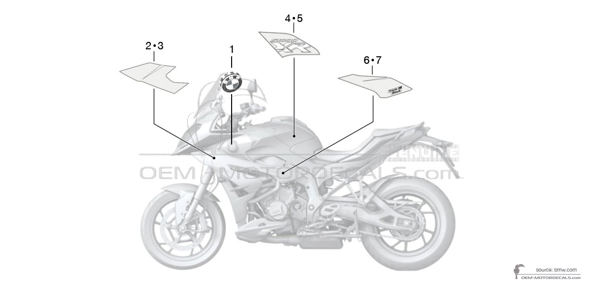 Adesivi per BMW S1000XR 2019 - Nero • BMW Adesivi OEM