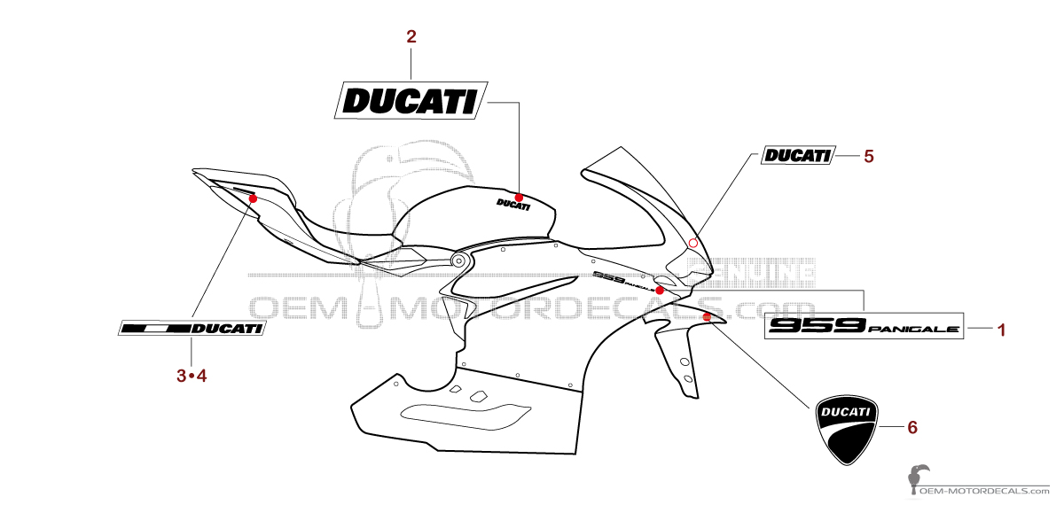 Decals for Ducati 959 PANIGALE 2019 - White • Ducati OEM Decals Decals for Ducati 959 PANIGALE 2019 - White • Ducati OEM Decals