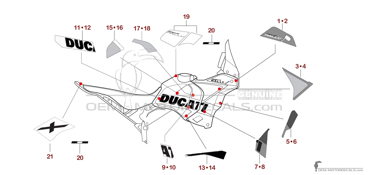 Pegatinas para Ducati DESERTX 2025 Rally - Blanco • Ducati Pegatinas OEM