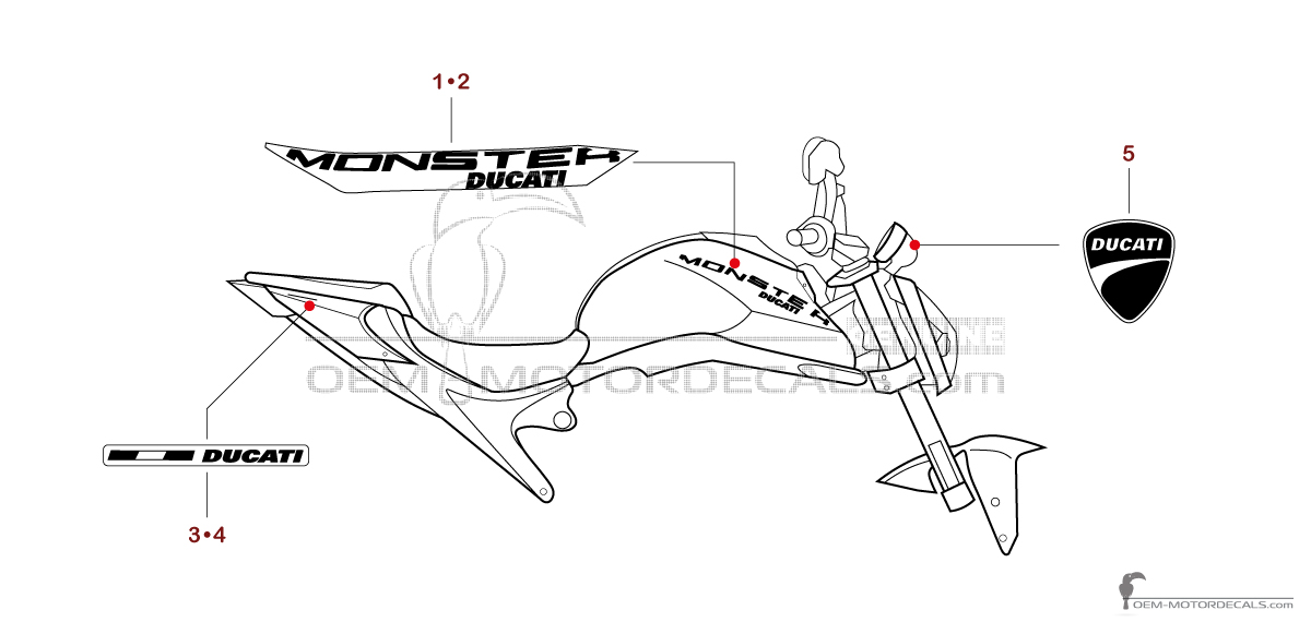 Adesivi per Ducati MONSTER 2025 - Bianco • Ducati Adesivi OEM Adesivi per Ducati MONSTER 2025 - Bianco • Ducati Adesivi OEM