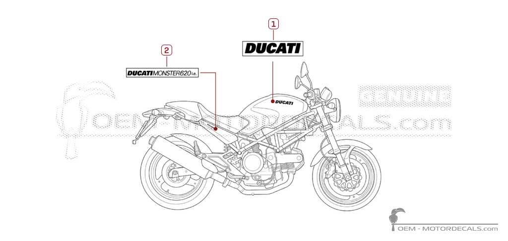 Adesivi per Ducati MONSTER 620 I.E. 2002 • Ducati Adesivi OEM Adesivi per Ducati MONSTER 620 I.E. 2002 • Ducati Adesivi OEM