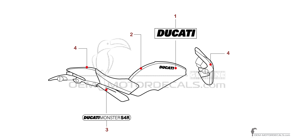 Aufkleber für Ducati MONSTER S4R 2003 - Red • Ducati OEM-Aufkleber