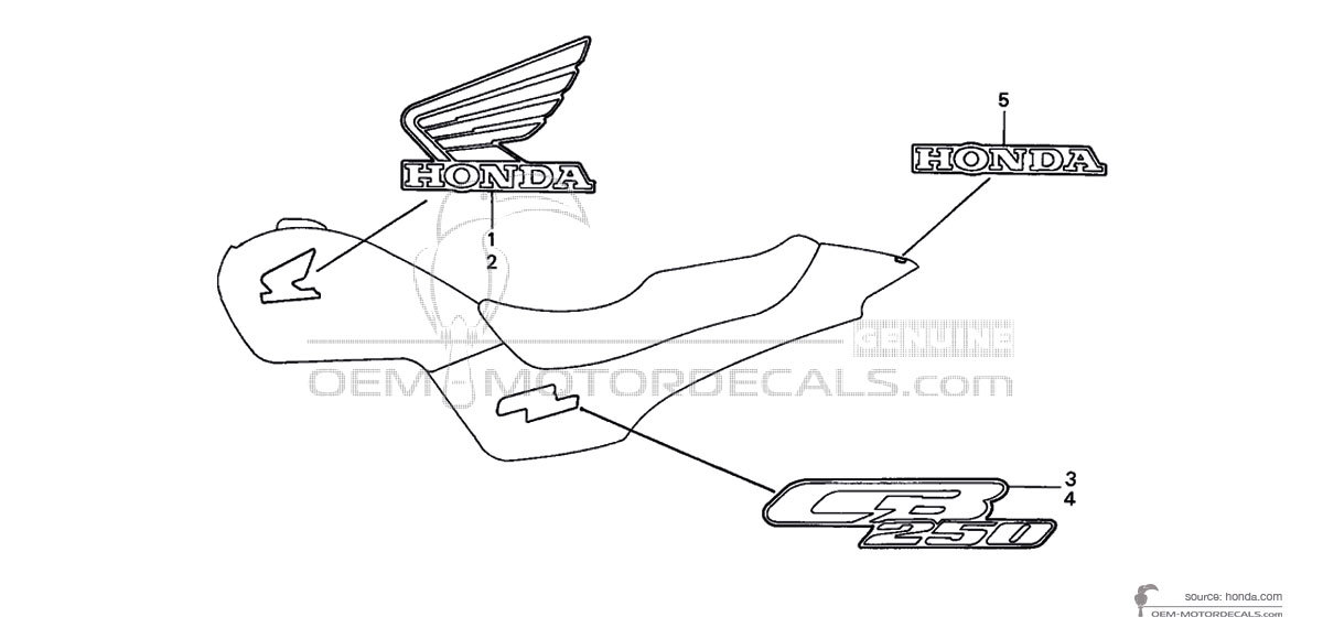 Decals for Honda CB250 2000 - Black • Honda OEM Decals