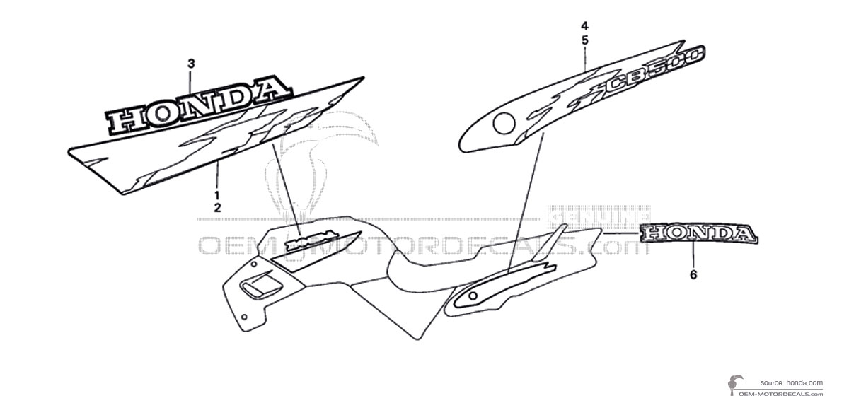 Stickers voor Honda CB500 1996 - Rood • Honda OEM Stickers