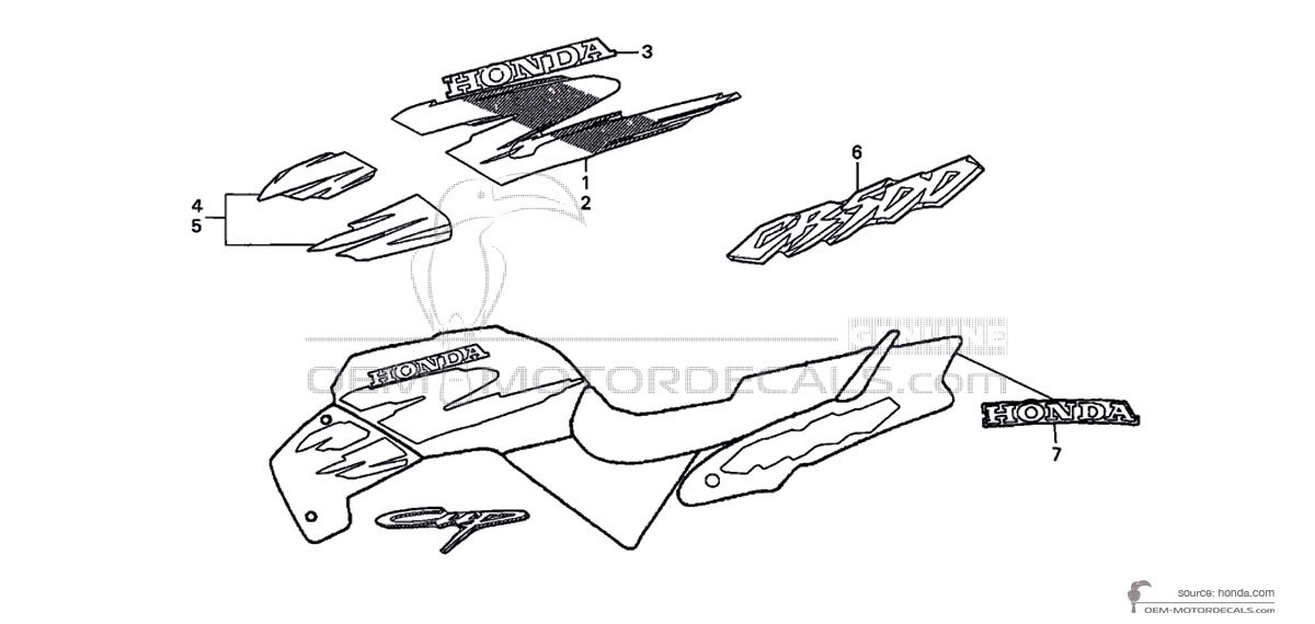 Decals for Honda CB500 1999 - Silver • Honda OEM Decals