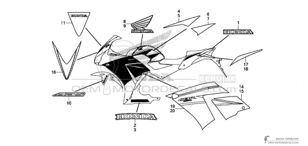 Decals for Honda CBR300R 2016 - White • Honda OEM Decals