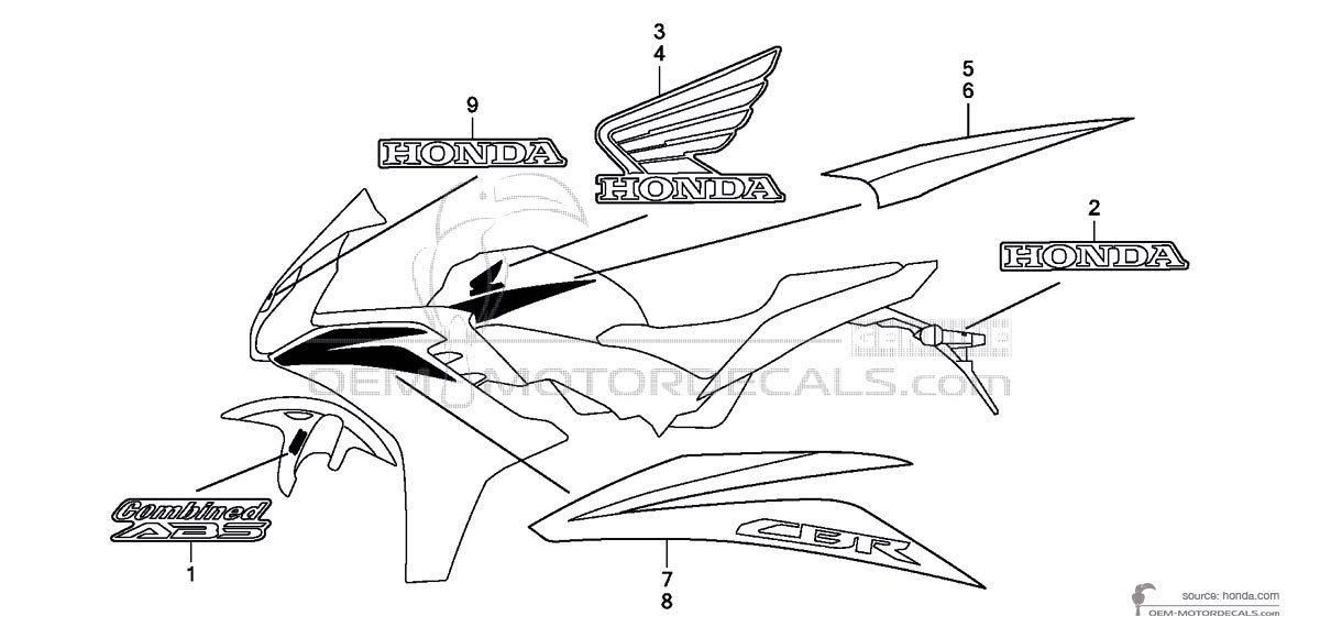Pegatinas para Honda CBR600F HURRICANE 2011 - Blanco • Honda Pegatinas OEM Pegatinas para Honda CBR600F HURRICANE 2011 - Blanco • Honda Pegatinas OEM