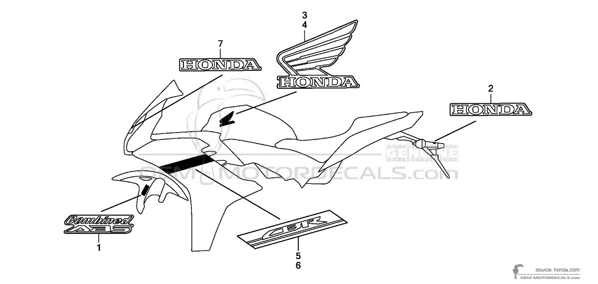 Autocollants pour Honda CBR600F HURRICANE 2012 - Blanc • Honda Autocollants OEM Autocollants pour Honda CBR600F HURRICANE 2012 - Blanc • Honda Autocollants OEM