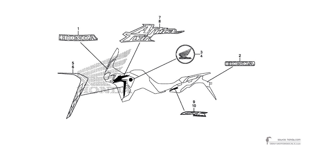 Stickers voor Honda CRF1000 AFRICA TWIN 2016 - Zwart • Honda OEM Stickers