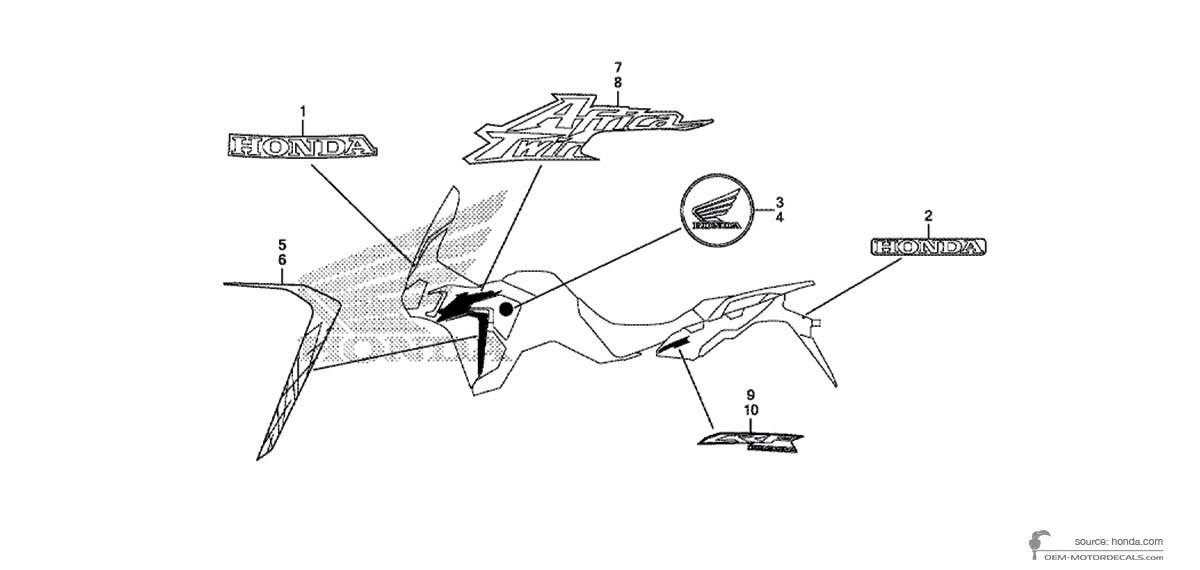 Stickers voor Honda CRF1000 AFRICA TWIN 2018 - Rood • Honda OEM Stickers