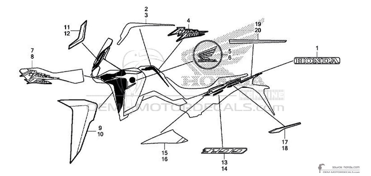 Aufkleber für Honda CRF1100 AFRICA TWIN 2020 - Rot • Honda OEM-Aufkleber