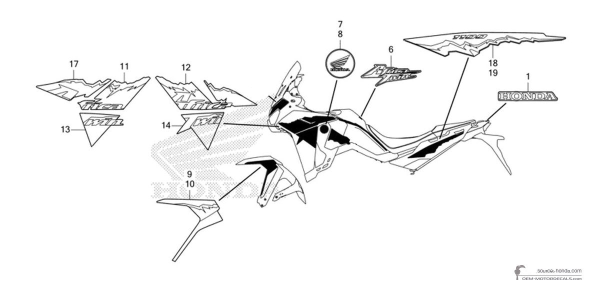 Naklejki do Honda CRF1100L AFRICA TWIN 2024 - Czarny • Honda Naklejki OEM