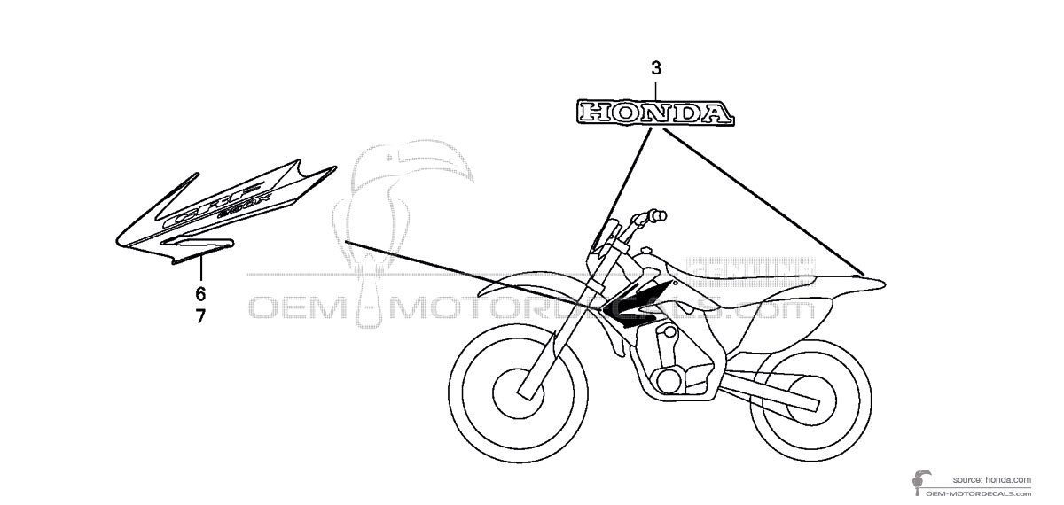 Pegatinas para Honda CRF250X 2006 - Rojo • Honda Pegatinas OEM