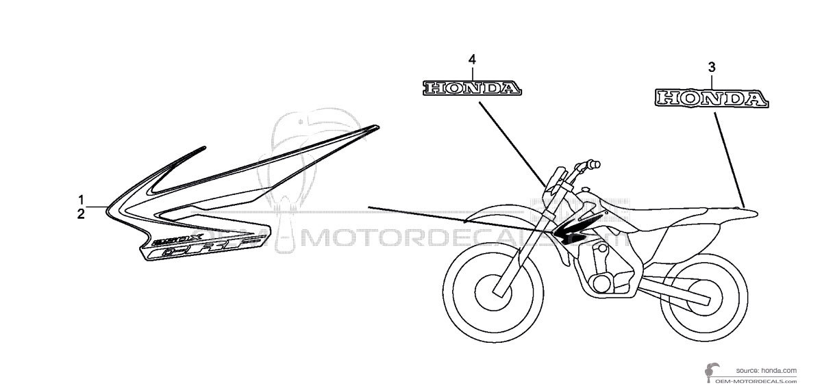 Aufkleber für Honda CRF250X 2008 - Rot • Honda OEM-Aufkleber