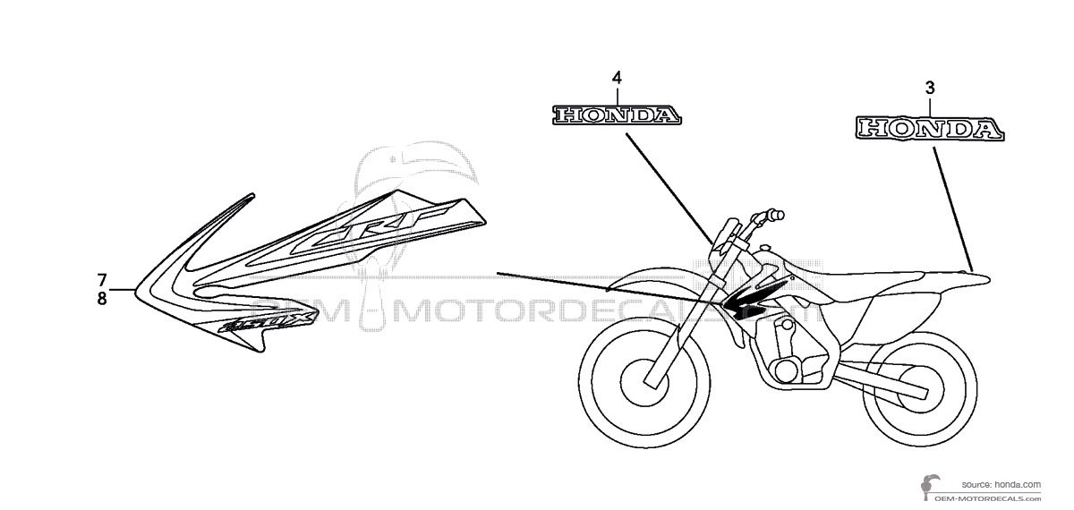 Autocollants pour Honda CRF250X 2011 - Rouge • Honda Autocollants OEM