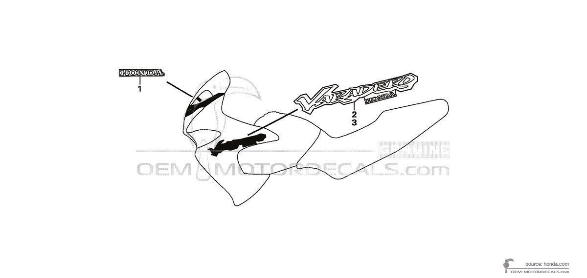 Stickers voor Honda XL125V VARADERO 2002 - Zilver • Honda OEM Stickers