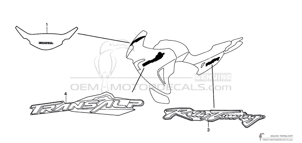 Adesivi per Honda XL650V TRANSALP 2003 - Nero • Honda Adesivi OEM