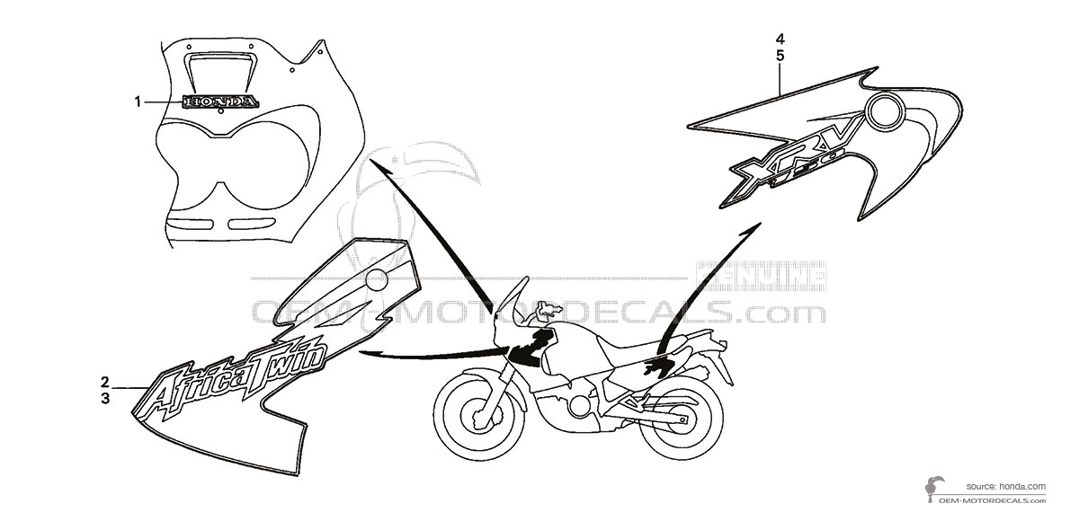 Decals for Honda XRV750 AFRICA TWIN 2000 - Blue • Honda OEM Decals