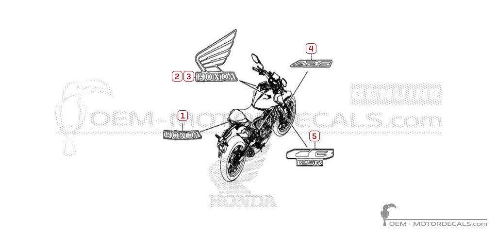 Autocollants pour Honda CB125R 2018 • Honda Autocollants OEM